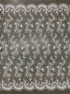 Melody IVORY Polyester Floral Embroidery with Sequins on Mesh Lace Fabric by the Yard for Gown, Wedding, Bridesmaid, Prom - 10002