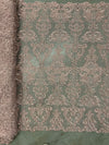 Vivian DUSTY ROSE Polyester Embroidery with Sequins on Mesh Lace Fabric by the Yard for Gown, Wedding, Bridesmaid, Prom - 10003