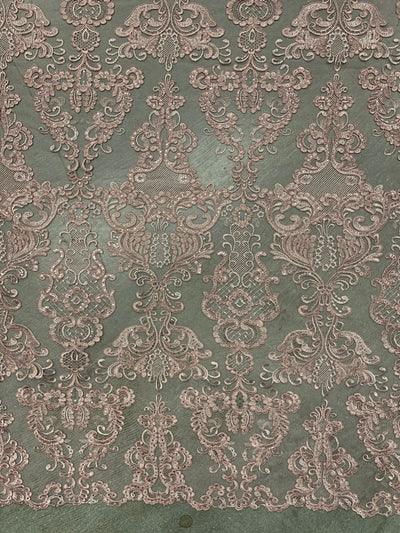 Vivian DUSTY ROSE Polyester Embroidery with Sequins on Mesh Lace Fabric by the Yard for Gown, Wedding, Bridesmaid, Prom - 10003