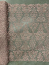 Vivian DUSTY ROSE Polyester Embroidery with Sequins on Mesh Lace Fabric by the Yard for Gown, Wedding, Bridesmaid, Prom - 10003