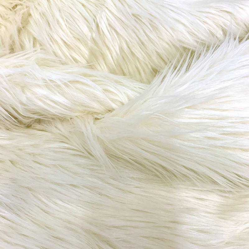 Eden IVORY Shaggy Long Pile Soft Faux Fur Fabric for Fursuit, Cosplay Costume, Photo Prop, Trim, Throw Pillow, Crafts