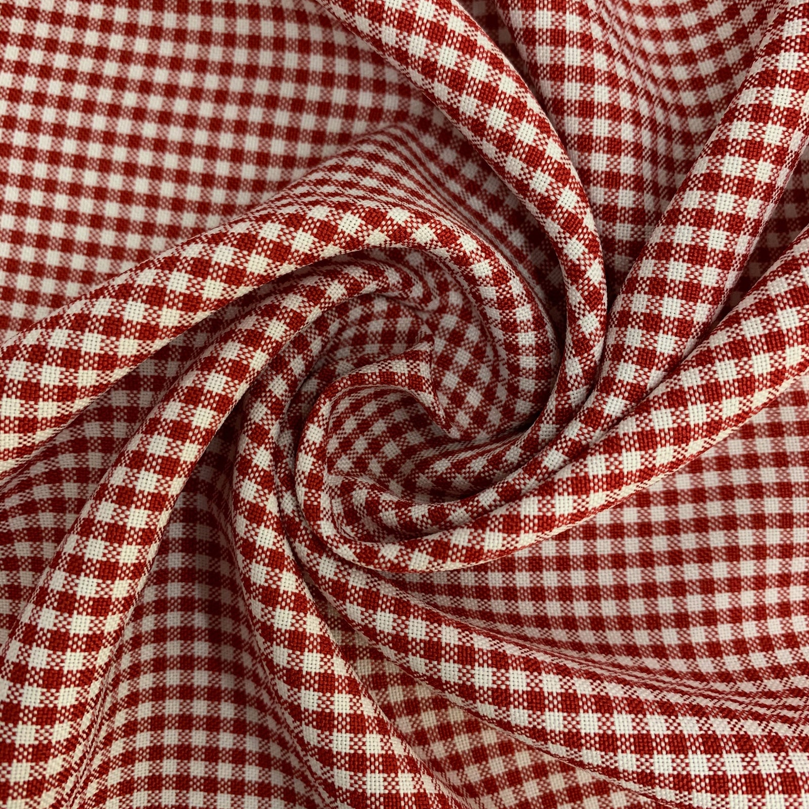 Keira RED Mini Checkered Polyester Poplin Fabric by the Yard - 10048