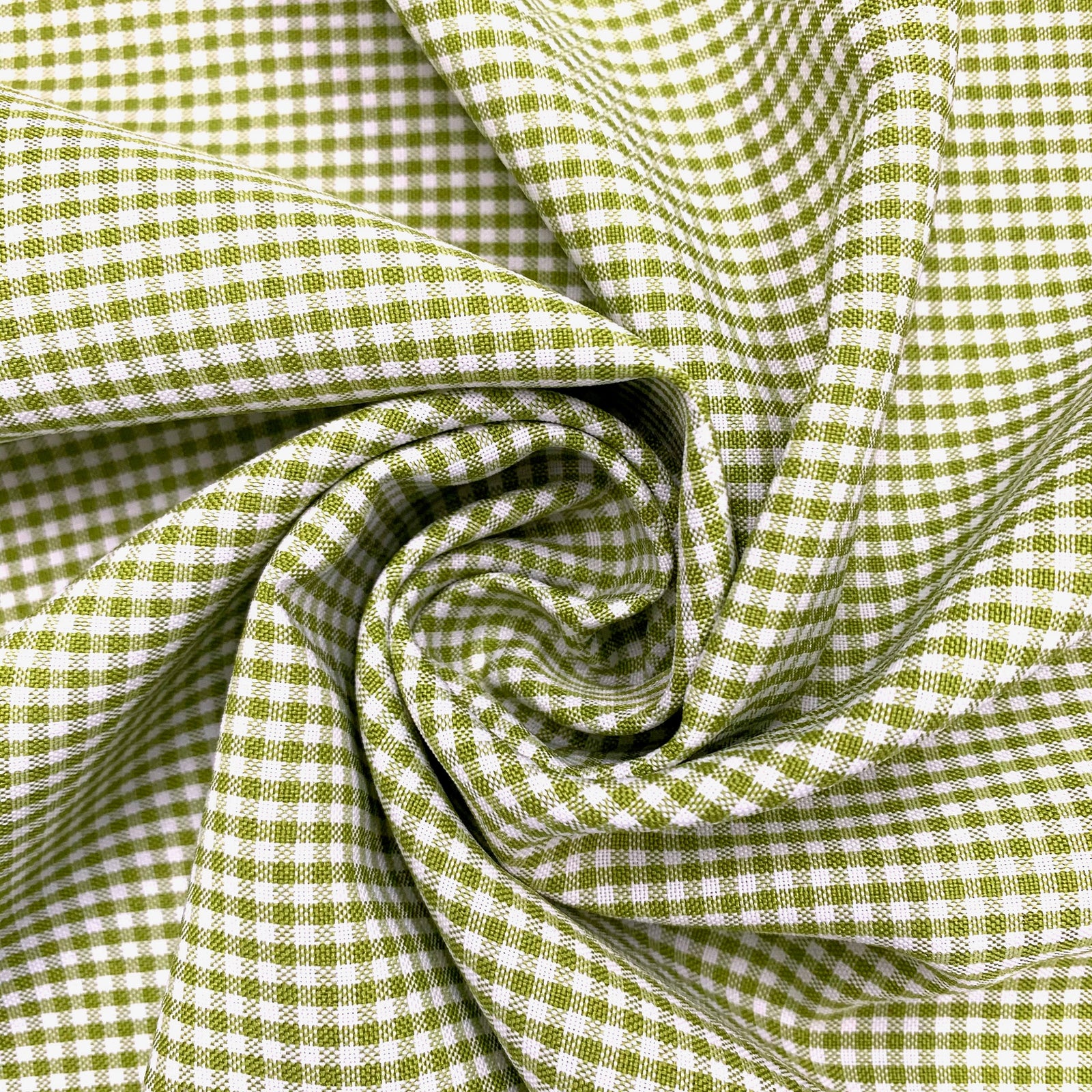 Keira APPLE GREEN Mini Checkered Polyester Poplin Fabric by the Yard - 10048