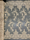 Teagan CHAMPAGNE Damask Design Embroidered on Mesh Lace Fabric by the Yard - 10027