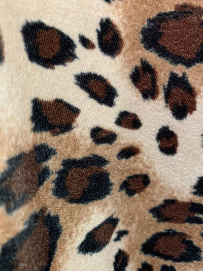 Dana BLACK BROWN CAMEL Leopard Pattern Polyester Stretch Velvet Fabric for Bows, Top Knots, Head Wraps, Clothes, Costumes, Crafts