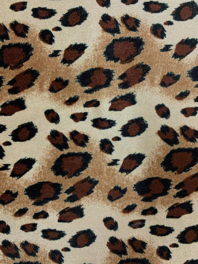 Dana BLACK BROWN CAMEL Leopard Pattern Polyester Stretch Velvet Fabric for Bows, Top Knots, Head Wraps, Clothes, Costumes, Crafts