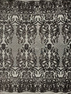 Phoebe BLACK Sequins on Mesh Lace Fabric by the Yard - 10062