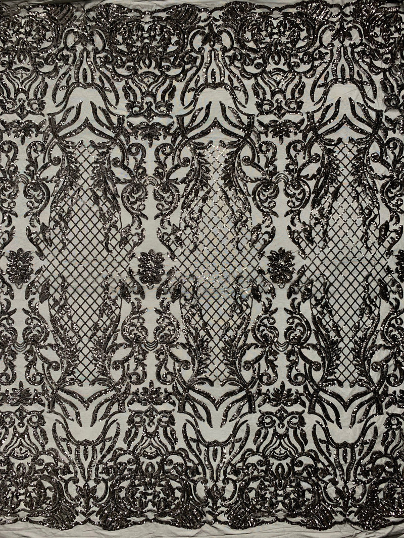 Phoebe BLACK Sequins on Mesh Lace Fabric by the Yard - 10062