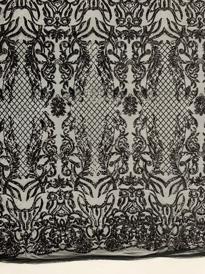 Phoebe BLACK Sequins on Mesh Lace Fabric by the Yard - 10062