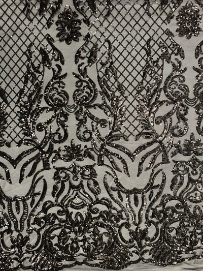 Phoebe BLACK Sequins on Mesh Lace Fabric by the Yard - 10062