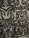 Phoebe BLACK Sequins on Mesh Lace Fabric by the Yard - 10062