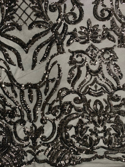 Phoebe BLACK Sequins on Mesh Lace Fabric by the Yard - 10062