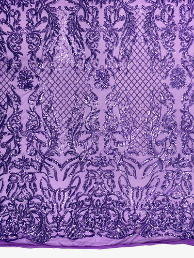 Phoebe VIOLET Sequins on Mesh Lace Fabric by the Yard - 10062