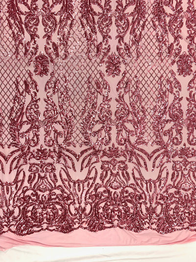Phoebe PINK Sequins on Mesh Lace Fabric by the Yard - 10062