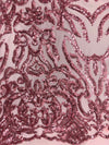 Phoebe PINK Sequins on Mesh Lace Fabric by the Yard - 10062