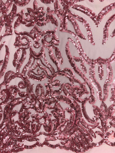 Phoebe PINK Sequins on Mesh Lace Fabric by the Yard - 10062
