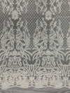 Phoebe WHITE Sequins on Mesh Lace Fabric by the Yard - 10062