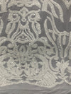 Phoebe WHITE Sequins on Mesh Lace Fabric by the Yard - 10062