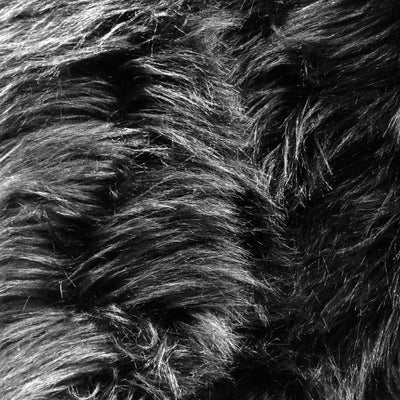 Eden BLACK Shaggy Long Pile Soft Faux Fur Fabric for Fursuit, Cosplay Costume, Photo Prop, Trim, Throw Pillow, Crafts