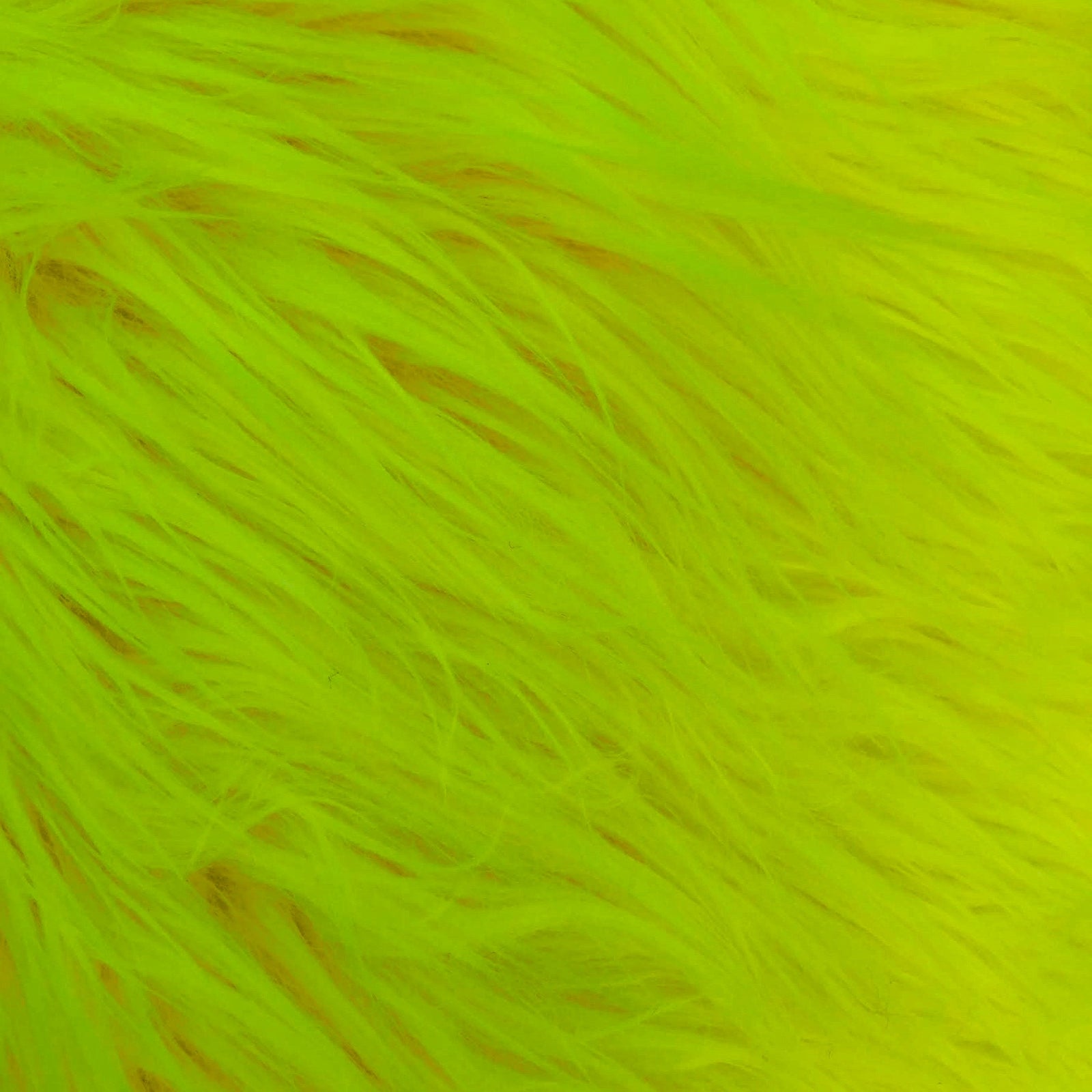 Eden NEON YELLOW GREEN Shaggy Long Pile Soft Faux Fur Fabric for Fursuit, Cosplay Costume, Photo Prop, Trim, Throw Pillow, Crafts