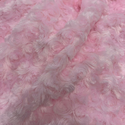 Ruth LIGHT PINK Cuddle Minky Rosette Soft Faux Fur Fabric by the Yard - 10083