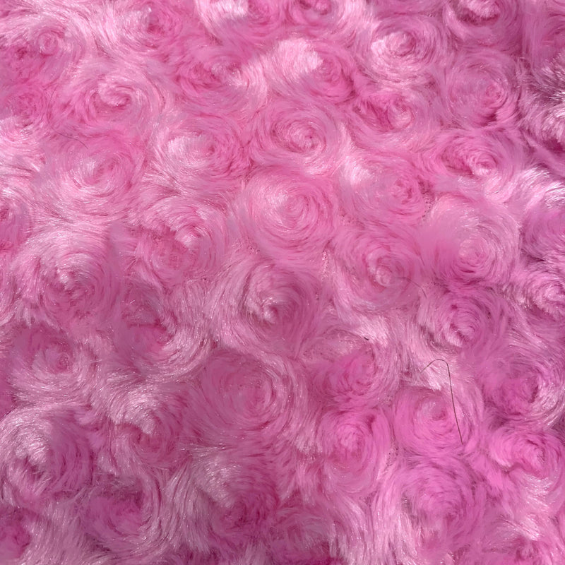 Ruth PINK Cuddle Minky Rosette Soft Faux Fur Fabric by the Yard - 10083
