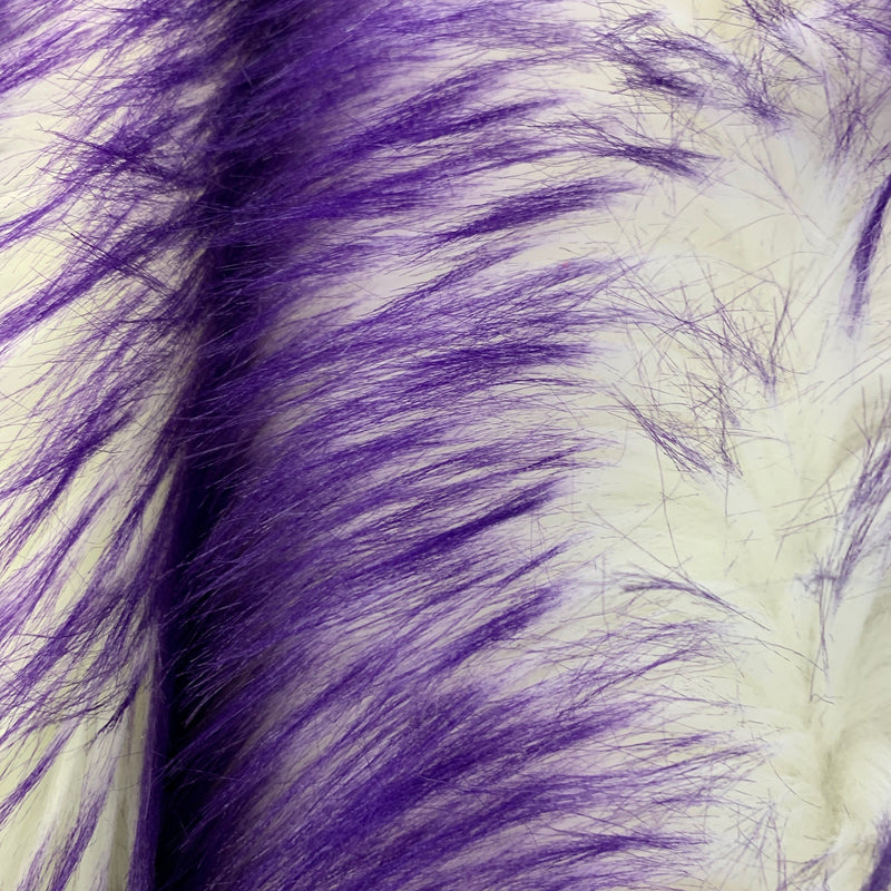 Bristol PURPLE Tip Candy Shag Long Pile Soft Faux Fur Fabric for Fursuit, Cosplay Costume, Photo Prop, Trim, Throw Pillow, Crafts