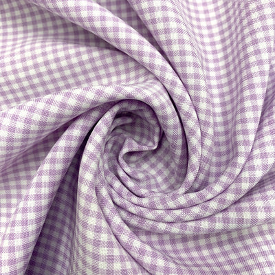 Keira LAVENDER Mini Checkered Polyester Poplin Fabric by the Yard - 10048