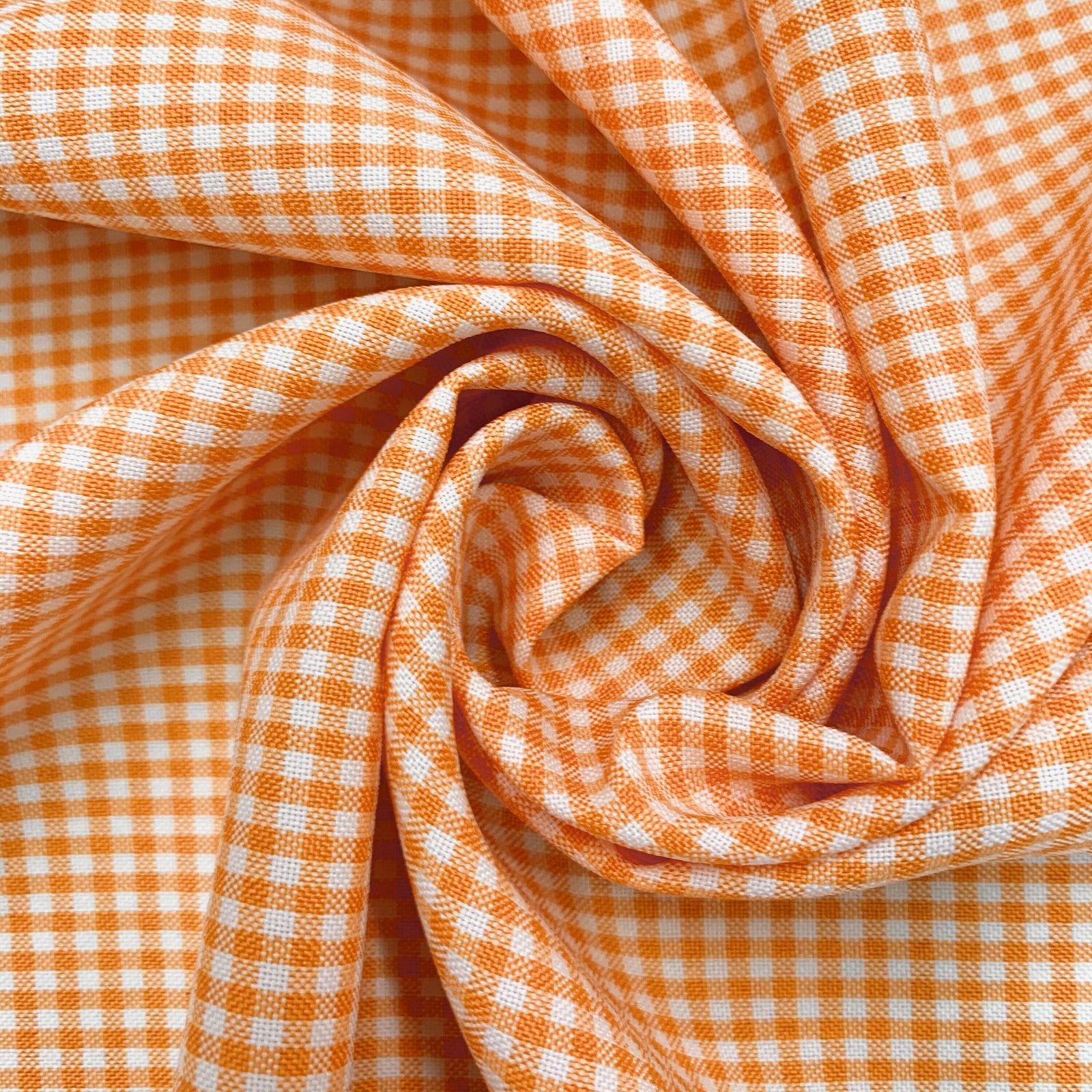 Keira ORANGE Mini Checkered Polyester Poplin Fabric by the Yard - 10048