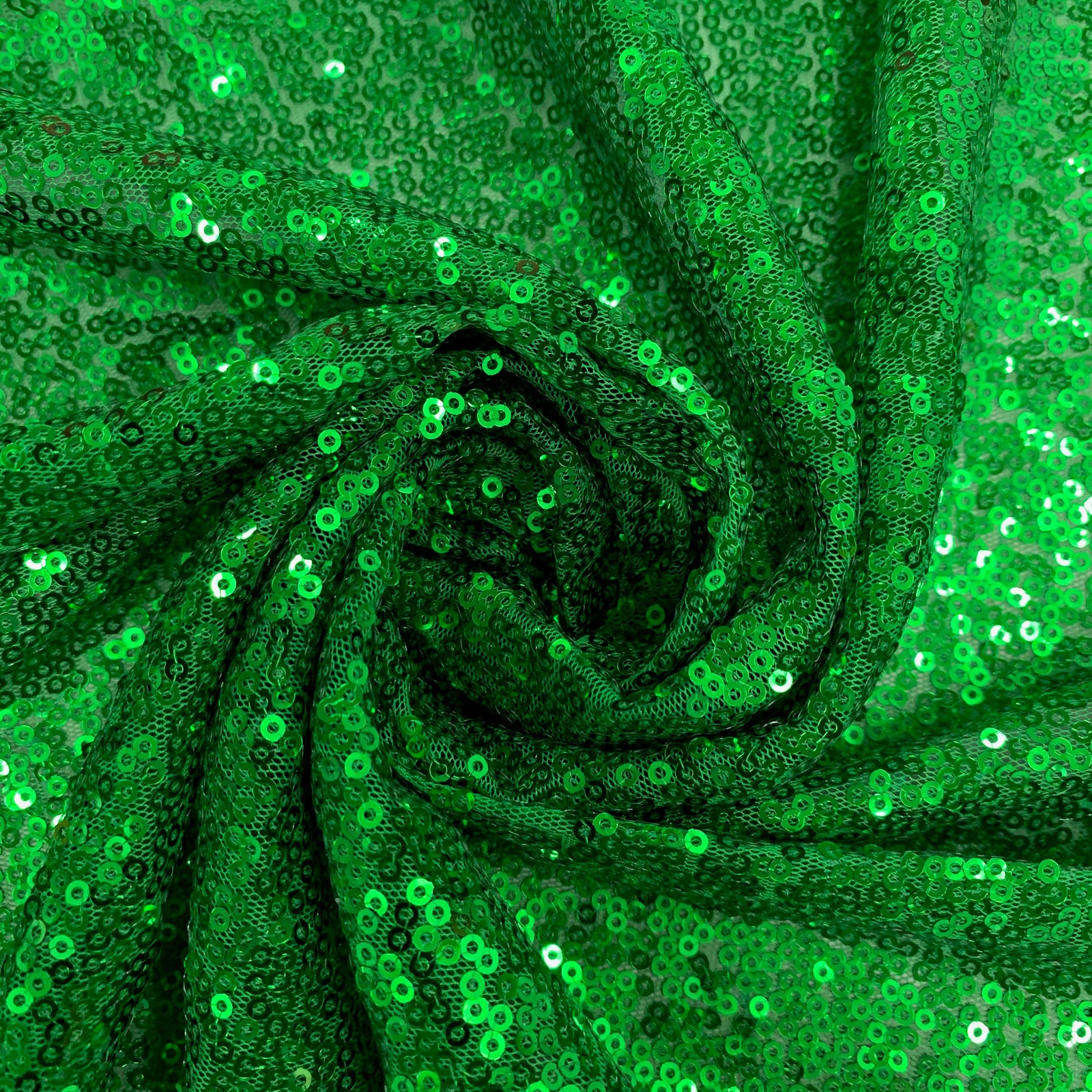 Leila GRASS GREEN Sequins on Mesh Fabric by the Yard - 10050