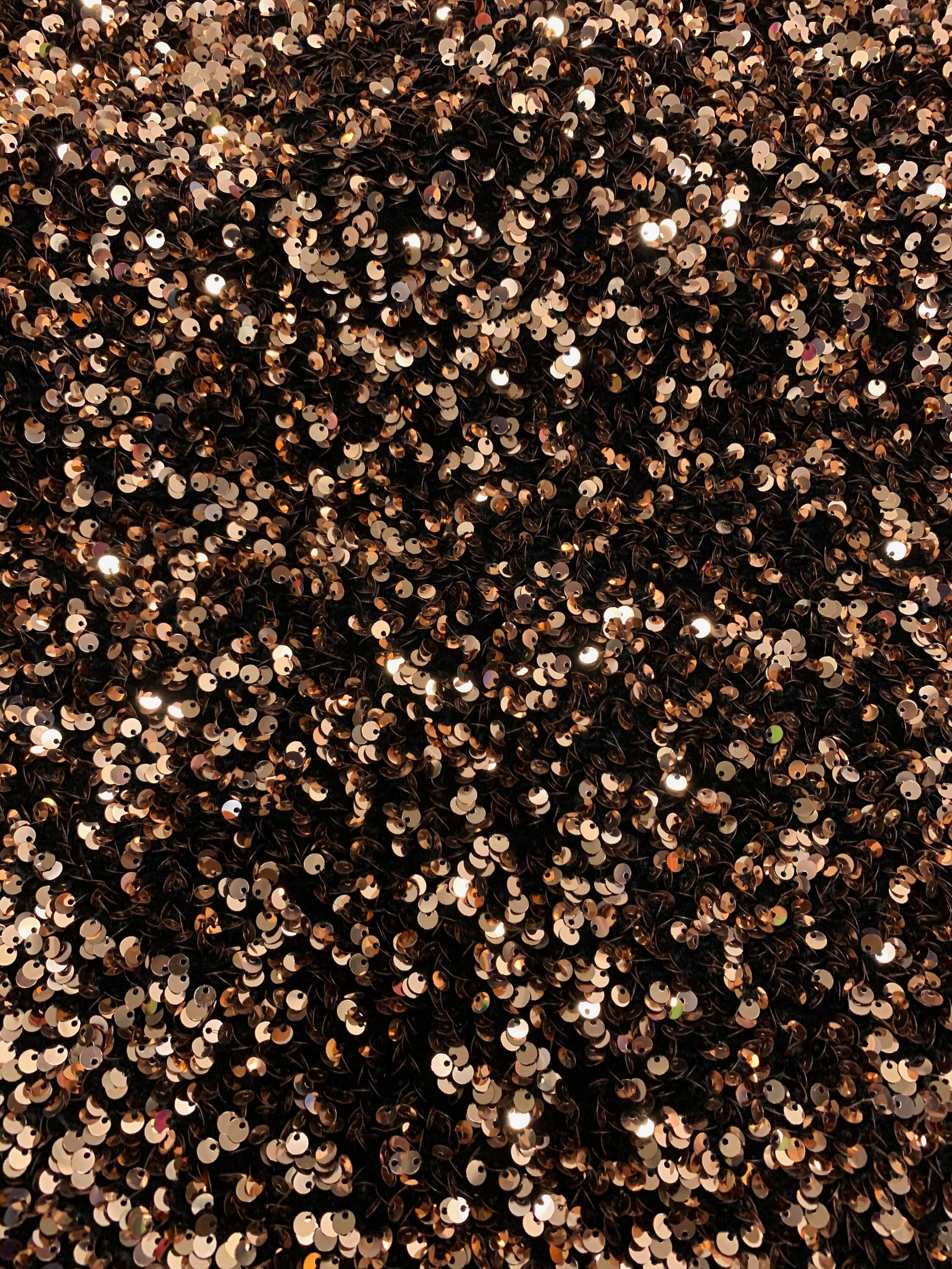 Stephanie BRONZE Overlap Sequins on BLACK Stretch Velvet Fabric by the Yard for Gowns, Apparel, Costumes, Crafts - 10185