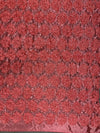 Allie CORAL 3D Floral Polyester Satin Rosette with Sequins Fabric by the Yard - 10051