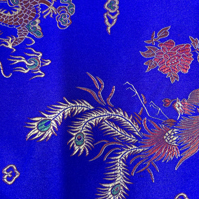 Hope ROYAL BLUE Dragon Brocade Chinese Satin Fabric by the Yard - 10040