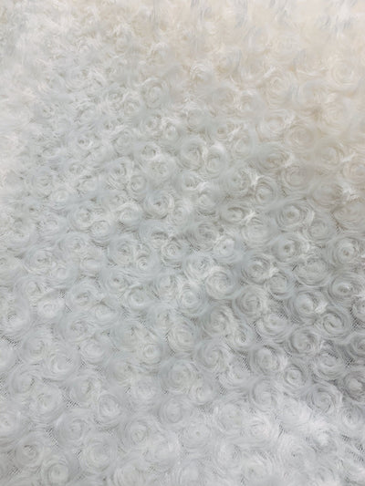 Ruth IVORY Cuddle Minky Rosette Soft Faux Fur Fabric by the Yard - 10083