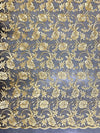Dakota GOLD Polyester Corded Floral Embroidery on Mesh Lace Fabric by the Yard - 10043