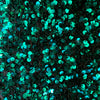 Stephanie TEAL GREEN Overlap Sequins on BLACK Stretch Velvet Fabric by the Yard for Gowns, Apparel, Costumes, Crafts - 10185