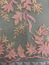 Lacey PINK PEACH Polyester 3D Floral Embroidery on Mesh Lace Fabric by the Yard - 10197