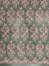 Lacey PINK PEACH Polyester 3D Floral Embroidery on Mesh Lace Fabric by the Yard - 10197