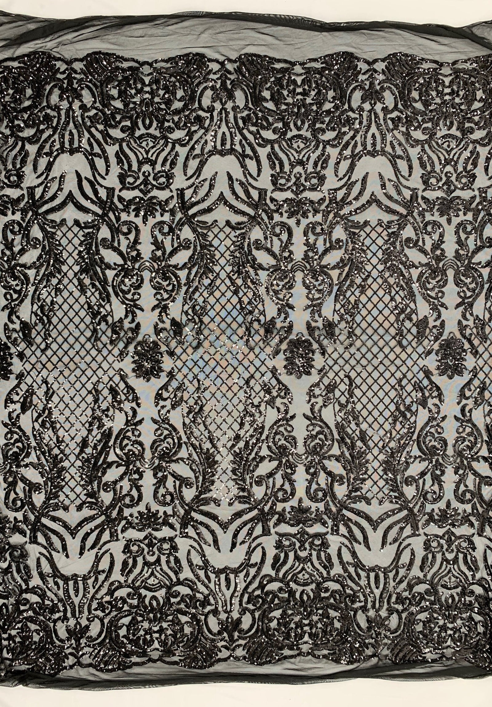 Phoebe BLACK Sequins on Mesh Lace Fabric by the Yard - 10062