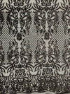 Phoebe BLACK Sequins on Mesh Lace Fabric by the Yard - 10062