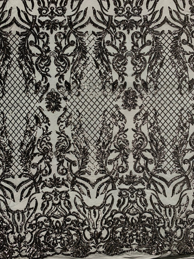 Phoebe BLACK Sequins on Mesh Lace Fabric by the Yard - 10062