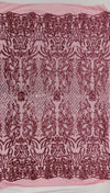 Phoebe PINK Sequins on Mesh Lace Fabric by the Yard - 10062