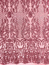Phoebe PINK Sequins on Mesh Lace Fabric by the Yard - 10062
