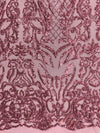 Phoebe PINK Sequins on Mesh Lace Fabric by the Yard - 10062