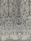 Phoebe WHITE Sequins on Mesh Lace Fabric by the Yard - 10062