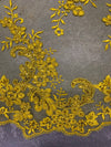 Cristina BRIGHT YELLOW Polyester Floral Embroidery with Sequins on Mesh Lace Fabric by the Yard for Gown, Wedding, Bridesmaid, Prom - 10076