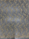 Cristina CHAMPAGNE Polyester Floral Embroidery with Sequins on Mesh Lace Fabric by the Yard for Gown, Wedding, Bridesmaid, Prom - 10076