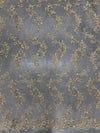 Cristina CHAMPAGNE Polyester Floral Embroidery with Sequins on Mesh Lace Fabric by the Yard for Gown, Wedding, Bridesmaid, Prom - 10076