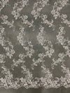 Cristina IVORY Polyester Floral Embroidery with Sequins on Mesh Lace Fabric by the Yard for Gown, Wedding, Bridesmaid, Prom - 10076
