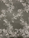 Cristina IVORY Polyester Floral Embroidery with Sequins on Mesh Lace Fabric by the Yard for Gown, Wedding, Bridesmaid, Prom - 10076